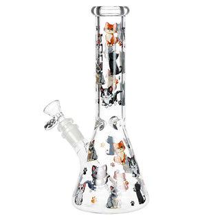 Pulsar Cute Kitties 10" Beaker Glass Water Pipe 14mm F