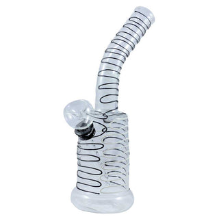 Bent Neck Fancy Flower Design 8" Glass Water Pipe