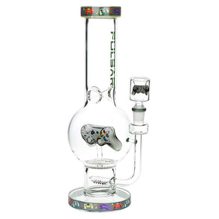Pulsar Game Time Glow-in-the-Dark Bubble Base Water Pipe 12.5" - Clear