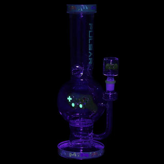 Pulsar Game Time Glow-in-the-Dark Bubble Base Water Pipe 12.5" - Clear