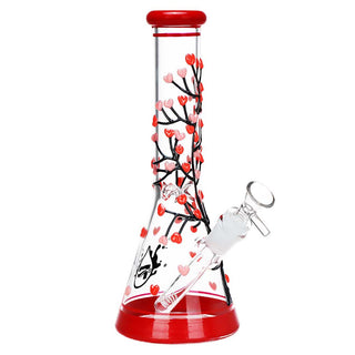 Pulsar Branching Hearts Glow in the Dark 10.25" Beaker Glass Water Pipe | 14mm F