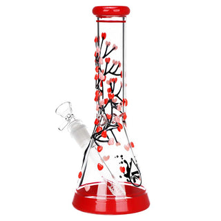 Pulsar Branching Hearts Glow in the Dark 10.25" Beaker Glass Water Pipe | 14mm F