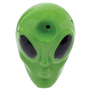 Wacky Bowlz 3.5" Green Alien Ceramic Hand Pipe