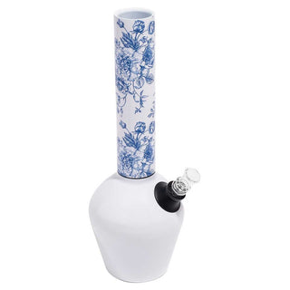Chill Steel Pipes Mix & Match Gloss White Base Blue Floral Neckpiece Water Pipe