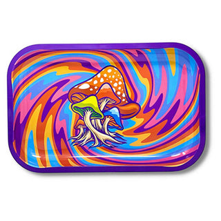 Mushroom Rainbow Swirl 11.25 Metal Rolling Tray