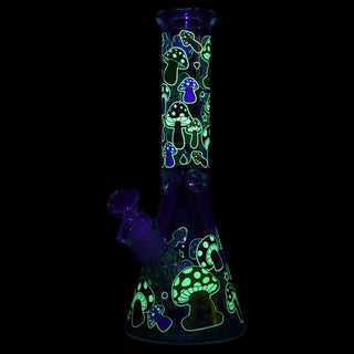 Mushroom Glow-in-the-Dark 10" Beaker Water Pipe