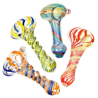 Sada Color Striped Clear 3.75" Glass Hand Pipe