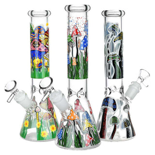 Shrooms Are Watching Glow in the Dark Glass 10" Beaker Water Pipe