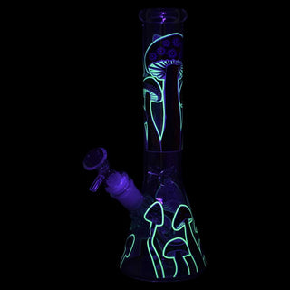 Shrooms Are Watching Glow in the Dark Glass 10" Beaker Water Pipe