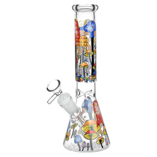 Shrooms Are Watching Glow in the Dark Glass 10" Beaker Water Pipe