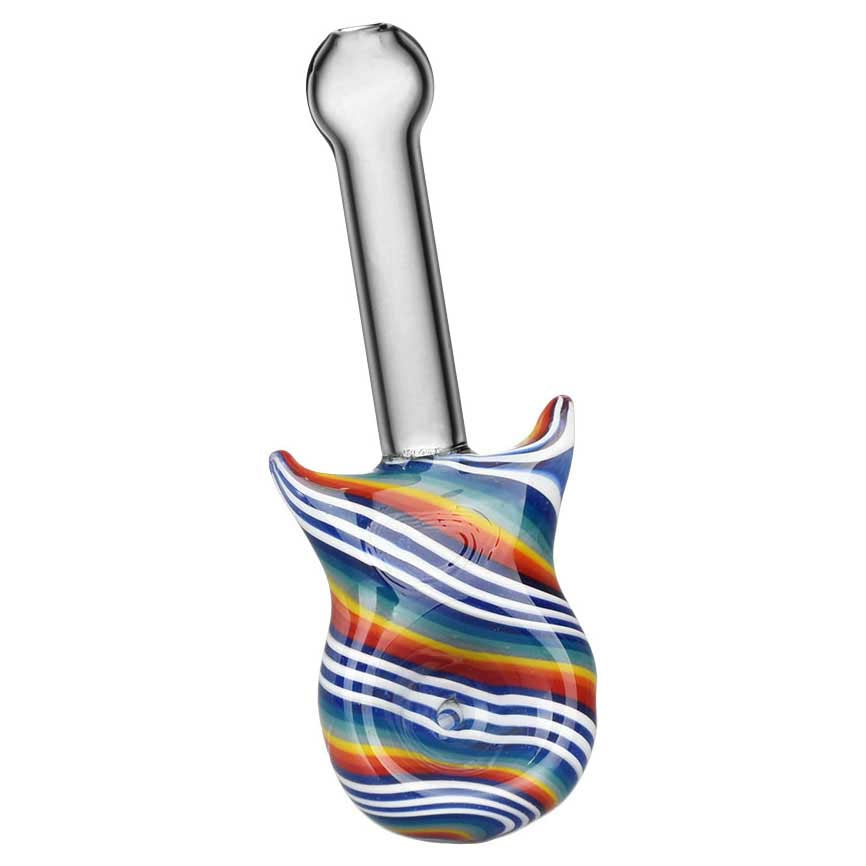 Clear Neon Striped Glass Hand Pipe - It's 4:20 Somewhere