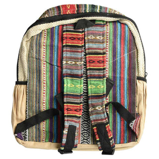 Threadheads Black Leaf Colorful Stripes Hemp Backpack