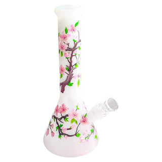 Canna Style 10" Handpainted Cherry Blossom Beaker Water Pipe