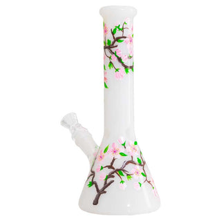 Canna Style 10" Handpainted Cherry Blossom Beaker Water Pipe