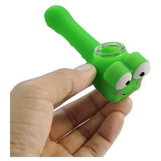 Silicone 3.5 Hand Pipe With Glass Bowl Frog