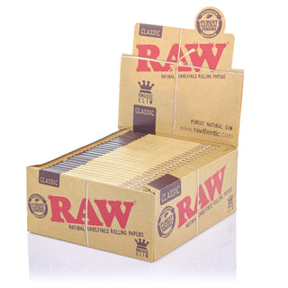 raw classic kingsize slim rolling papers box